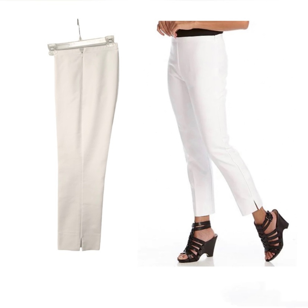 Karen Kane straight ankle slacks, side zipper, slit ankles White Size 10